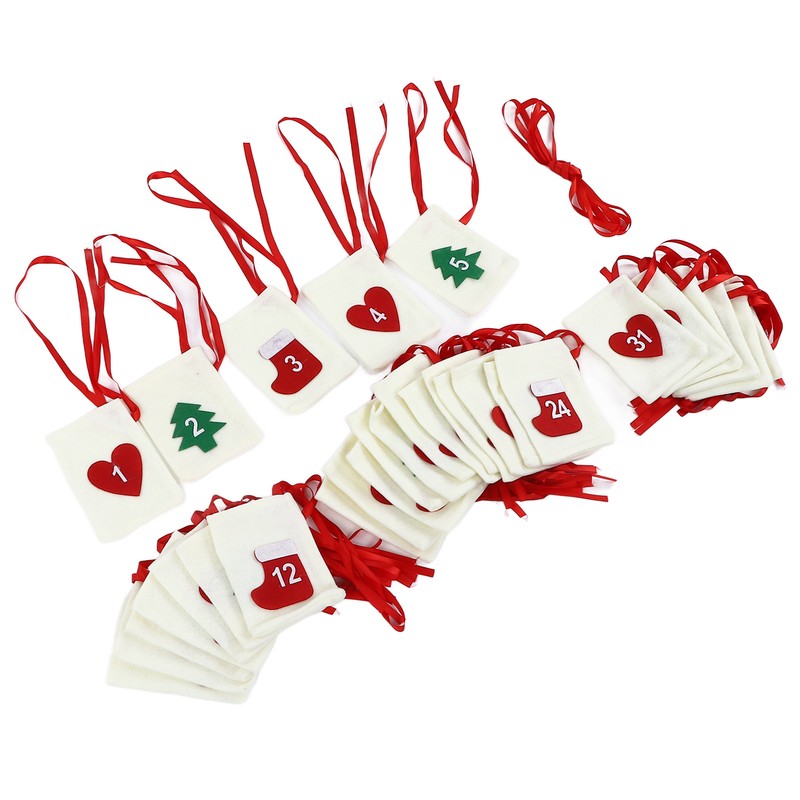 Christmas Advent Calendar Bags 31 Days Hanging Countdown Felt Gift