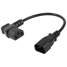 CERRXIAN 40cm Left Angle IEC 320 C13 to C14 Power Cable, 90 Degree C14 Male to C13 Female PDU Power Supply Extension Cord for Monitors,Computers,Etc(Lc13-c14)