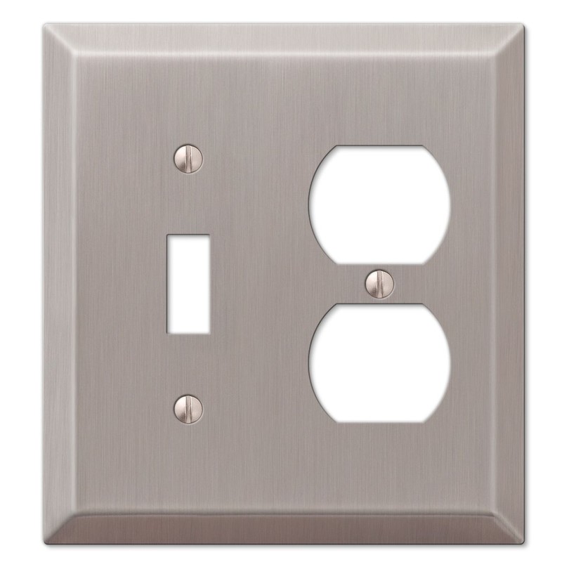 AMERELLE 163TDBN Century Single Toggle/Single Duplex Steel Wallplate in Brushed