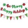 Pre-Strung Be Merry Christmas Decorations Banner Happy Holidays Party Red