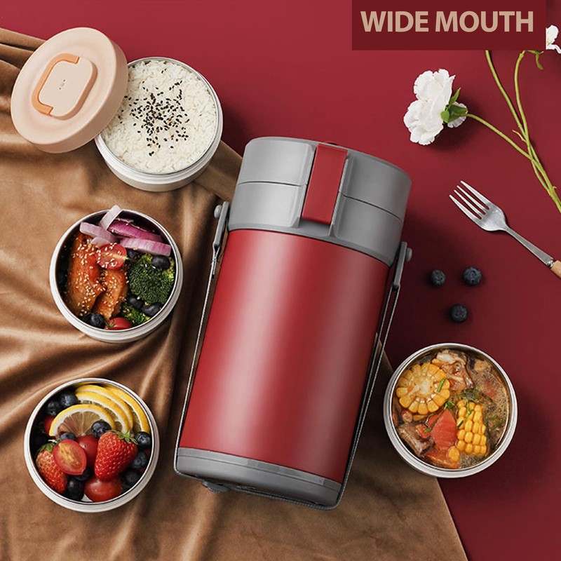 82oz Thermo Container For Hot Food, 3 Tier Wide Mouth