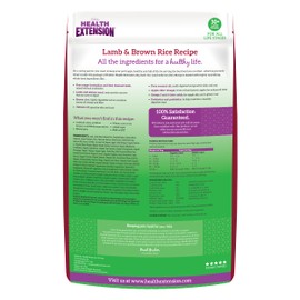 Health Extension Lamb & Brown Rice Dry Dog Food (1 lb / 0.45 kg) - Nutritious Free-Range Lamb Formula with Probiotics, Antioxidants & Omega 3 for Dogs with Sensitive Digestion (Pack of 2)
