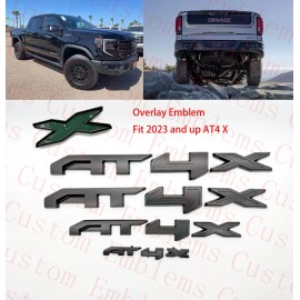 Auto 4PCS Grill Doors Rear Matte Black AT4X OVERLAY Emblem 2023+ GMC Sierra 1500