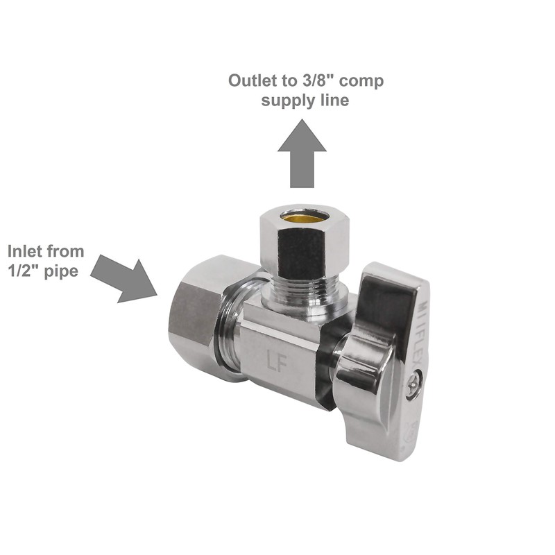 Heavy Duty Chrome Plated Brass 1/4 Turn Angle Valve (1/2"