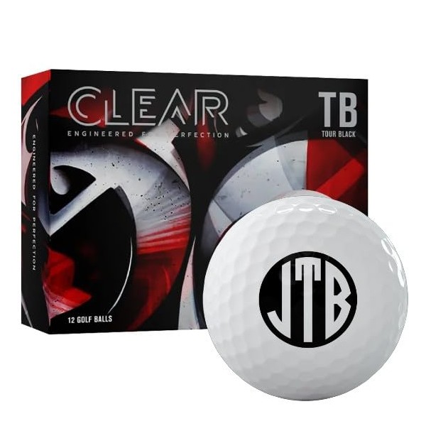 Clear Golf Tour Black Monogrammed Golf Balls