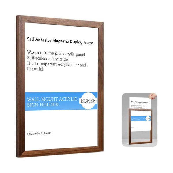 ECKEK Wall Mount Acrylic Sign Holder Self Adhesive Magnetic Display