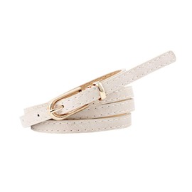 NUREINSS Women's Belt Faux Leather Belt for Jeans Dress 1 cm Width, beige