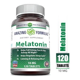 Melatonina 10mg Amazing Nutrition 120 Tabletas Sin Sabor Suplemento Nutritional                                                                       