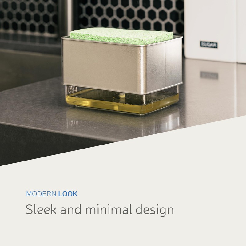 EZbrnd Countertop Liquid Dish Soap Dispenser with Sponge Holder for