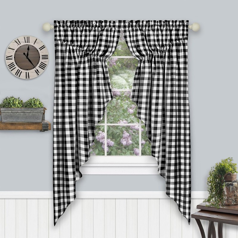 ACHIM Buffalo Check Gathered Swag Window Curtain Pair - 72