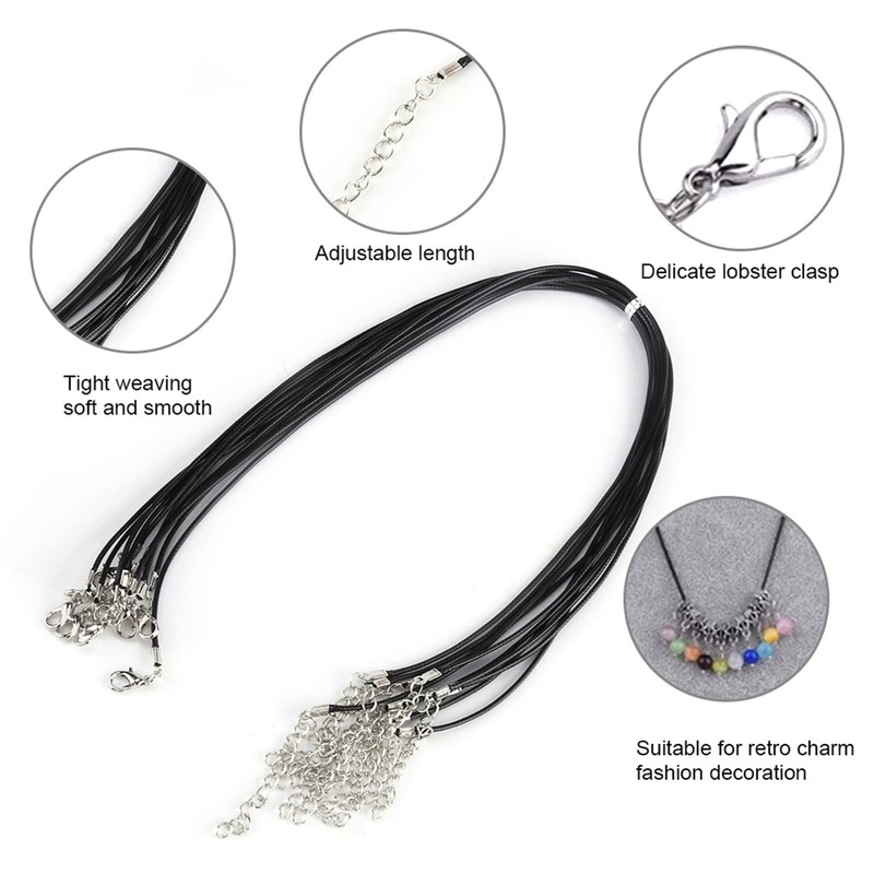 10pcs Leather Cord Chain, Wax Rope Waxed Necklace Cord with