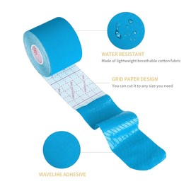 GSPCARE Kinesiology Tape, 16.4ft Uncut Elastic Muscle Sports Tape for Exercise, Latex Free Waterproof Physio Tape for Knee Shoulder and Elbow Recovery (Blue)