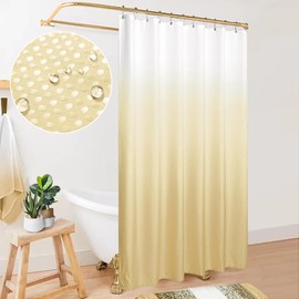 Mrs.Naturall Shower Curtain Gold Accents Bathroom Sets with Hooks Glam Luxury Waffle Fabric Waterproof Autumn Fall Shower Curtains White and Yellow Light Gold