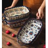Bicuzat Vintage Style Tulip Flower Pattern Ceramic Bakeware Casserole Dish