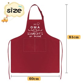 FUKPO Women's Apron, Adjustable Cooking Apron, Cotton Waterproof Aprons with 2 Pockets, Washable Red Kitchen Apron, Women Baking BBQ Apron, Grandma Gift, Mother's Day, Birthday Day, Christmas, red