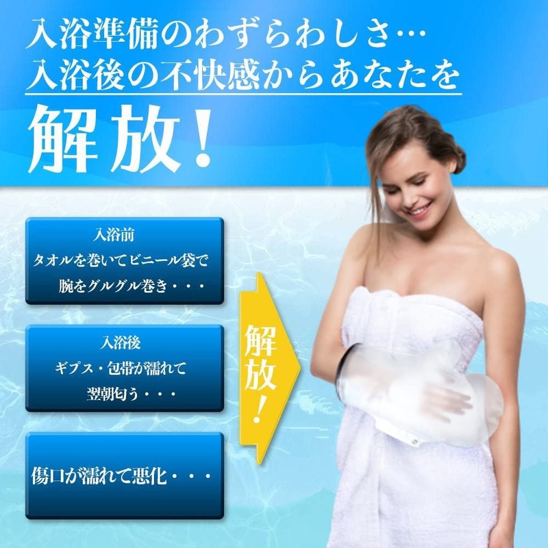 【看護師推奨】 SPARKLE SKY ギプスカバー 手首 防水カバー ギブスシャワーカバー 手 繰り返し使える 大人