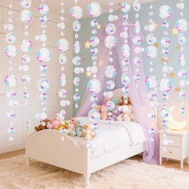 RAINFLOW Transparent Bubble Garlands - Colored Bubble Decorations Mermaid Birthday Decorations Hanging Streamer Under The Sea Ocean Garland for Birthday Baptism Wedding Room Wall Decor Party Supplies
