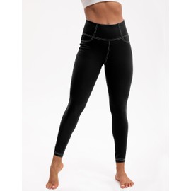 VOOVEEYA Curvy Leggings for Women 25", Tummy Control Yoga Pants with Back Pockets High Waisted Buttery Soft 7/8 Leggings (25 in Black L-New)