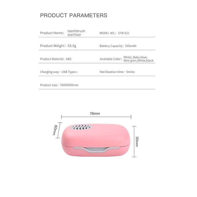 Impressive Smile Rechargeable Mini UV Toothbrush Cover with Fan and