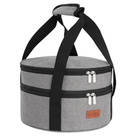 iaodia Insulated Casserole Carrier Bag, Expandable Thermal Food Carrier Insulated Travel Carry Bag for Hot or Cold Food for Picnic Cookouts Potluck Parties (Gray)