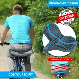 X WING Mega Plus Bike Saddle Replacement Seat for Men & Women | Comfortable Padded Cushion, Ergonomic Design & Spacious Seat | Fit for Electric, City, Stationary, Exercise Bicycles & Beach Cruisers