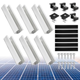 Philtool Solar Panel Mount Kit, 12 cm Aluminium Profile Rails and Accessories, Black Anodised 30-35 mm, Adjustable Bracket for Solar Panels, Bracket Solar Panel for Flat Roof, Trapezoidal Roof, Sheet