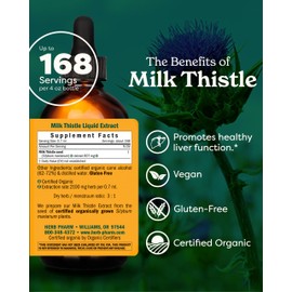 Herb Pharm Milk Thistle Seed Extract for Liver Function Support - 4 Ounce (DMILK04)