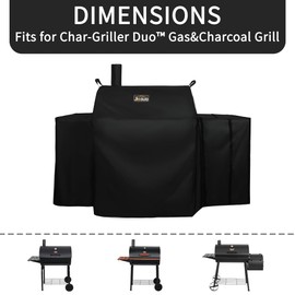JIESUO 5555 Grill Cover for Char-Griller E1224, 2121,3018,1224, Heavy Duty and Waterproof Char-Griller Smoker Grill Cover
