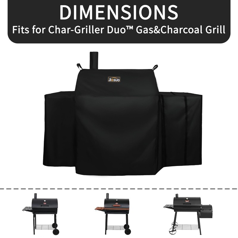 JIESUO 5555 Grill Cover for Char-Griller E1224, 2121,3018,1224, Heavy Duty