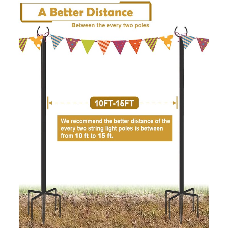 Derkniel 10 FT Outdoor String Light Pole Stand for Garden