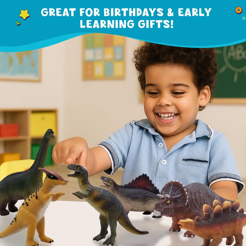 Get Ready Kids Dinosaur Toys Playset – 6 Mini Dinosaur