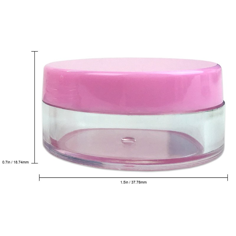 (Quantity: 20 Pieces) Beauticom 10G/10ML Clear Round Jars with Pink