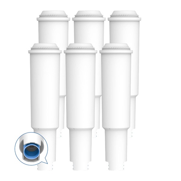 AQUACREST TÜV SÜD Certified Coffee Machine Water Filter, Replacement for Jura® Clearyl White, 64553, 7520, 60209, 68739, 62911 - Including Various Models of Nespresso®, Impressa®, 6 Pack