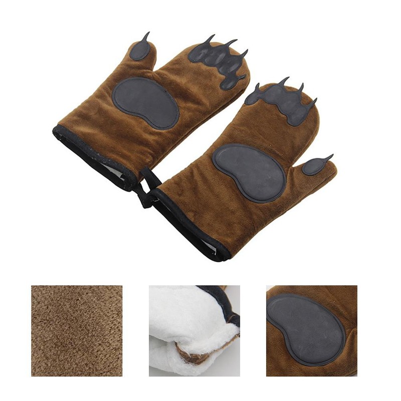 1 Pair Bear Oven Insulation Gloves Oven Mitts Anti Scald