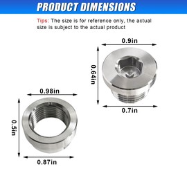 2PCS Oxygen Sensor Stepped Mounting Bung and Plugs, Stainless Steel Welding Fitting for Installing Oxygen Sensor & Air-Fuel Ratio Meter, Universal M18-1.5 Threaded Accessories for Most Cars