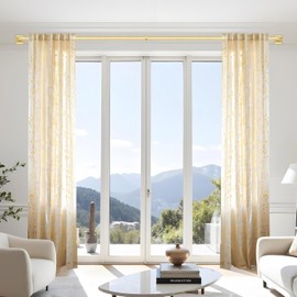 Gold Curtain Rods for Windows 66-120Inch(5.5-10ft) Heavy Duty French Return Rod, Wrap Around Blackout Curtain Rods, Long Adjustable Room Darkening Drapery Rod for Bedroom, Living Room Outdoor Patio