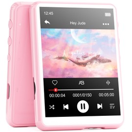 MECHEN 64GB MP3 Player Bluetooth 5.3 | 2.4 Inch Touchscreen Portable MP3 Player for Running with Line-In Recording, FM Radio, Speaker, Supports up to 128GB (Pink, 64GB)
