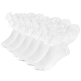 DIVINA VITAE 3 Pairs of Ruffle Socks, Lace Children's Socks, Elastic Lace Socks, Toddler White Ruffle Socks for 4-6 Years Girls Wedding Party Costume Prom