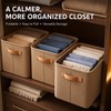 Foldable Fabric Clothes Storage Box with Handle, Gray Wardrobe Organizer