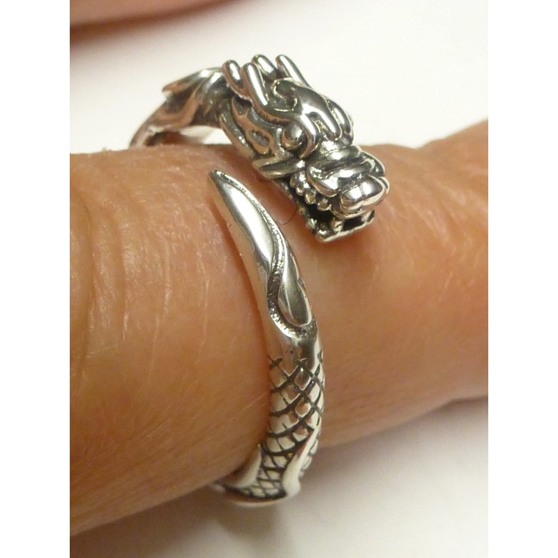 Ring Silver Dragon Ring Size 58 Naga Ring Open Adjustable