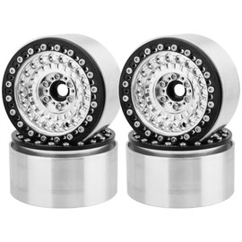 Pothyes Aluminum Circular Step Subsidence 2.2" Beadlock Wheel Rim for 1/10 SCX10 I II III Capra TRX4 VS4-10 Gen8 RC Crawler Upgrade (Silver)