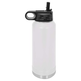 Polar Camel 32 oz Stainless Steel Water Bottle with Flip Top Lid and Straw (White)