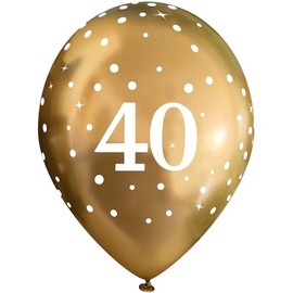 11" Latex Balloons Sparkling Fizz Gold 40th x 6pcs