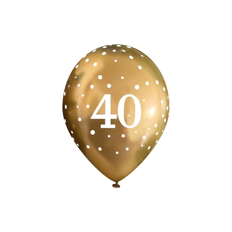 11" Latex Balloons Sparkling Fizz Gold 40th x 6pcs