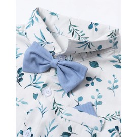 A&J DESIGN Baby Boy Suits Infant Wedding Formal Dress Easter Gentleman Suspenders Ring Bearer Floral Print Outfit Blue 3-6 Months