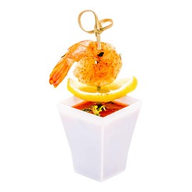 2 Ounce Dessert Cups, 100 Square Appetizer Cups - Disposable, Mini, White Plastic Dessert Shooters, Recyclable, For Fruits, Parfaits, Or Snacks - Restaurantware
