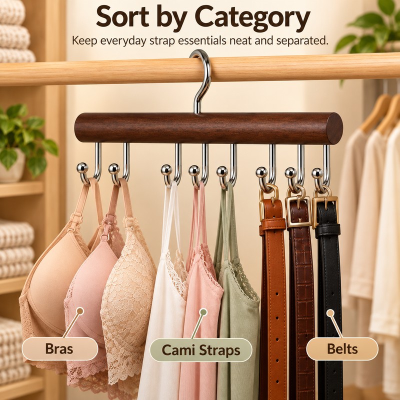 Wooden Hanger Organizer for Bras & Underwear – Multi-Hook Closet