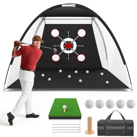 Golf Net,10x7ft Golf Hitting Net with Multiple Targets, All-in-1 Outdoor Indoor Hitting Aid Nets, Ideal Gifts for Father, Husband,Golfing Lover