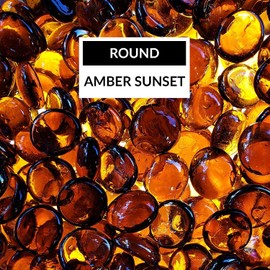 Bond Manufacturing 67986 10lb LavaGlass Round Fire Pit Dispersion Glass, ø 0.66-0.74 in, Amber Sunset