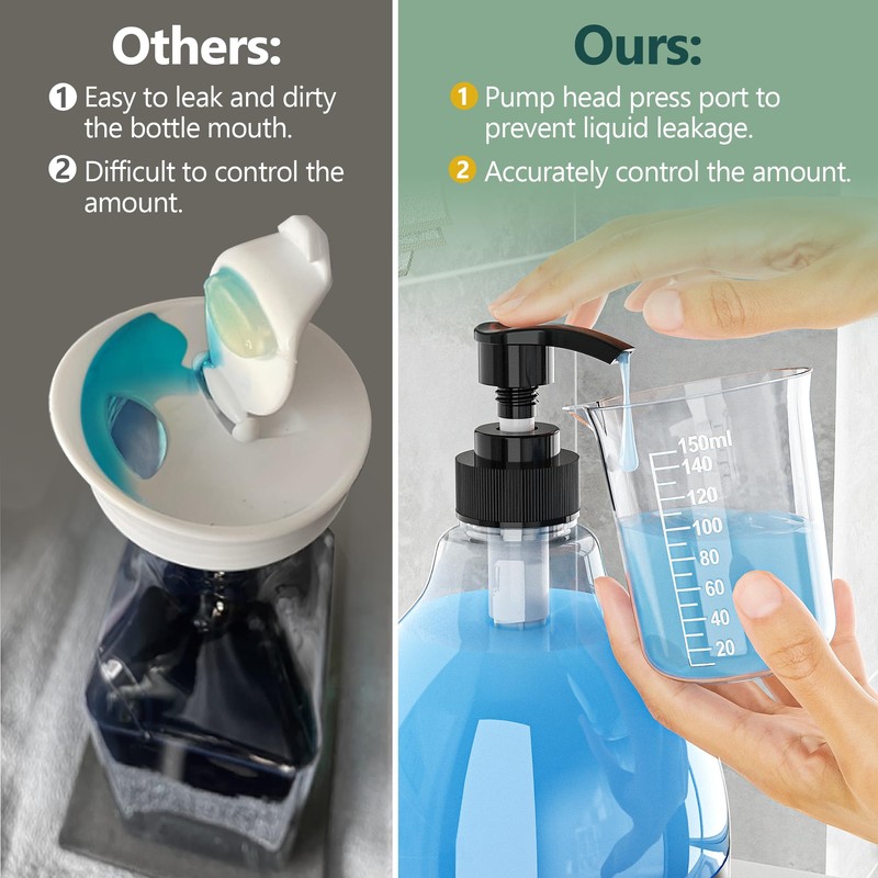 Moforoco 2 Pack Black Liquid Laundry Detergent Dispenser with Bamboo